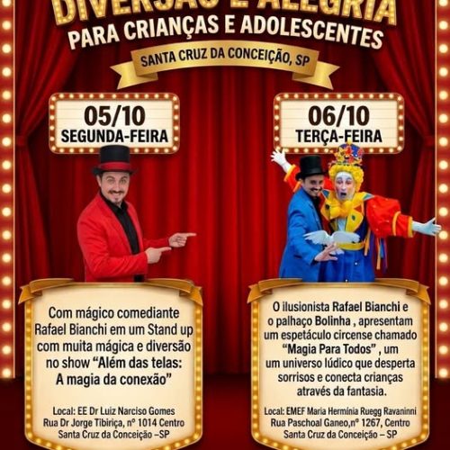 Santa Cruz da Conceição promove dois dias de magia e diversão nas escolas