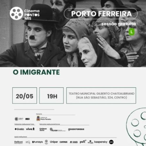 Cinema gratuito em Porto Ferreira exibe clássico de Charles Chaplin no dia 20 de maio