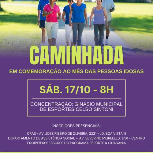 Santa Rita do Passa Quatro terá caminhada em celebração às pessoas idosas