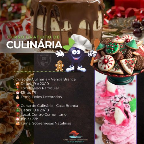 Casa Branca abre inscrições para cursos gratuitos de culinária