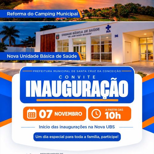 Santa Cruz da Conceição terá inaugurações de nova UBS e reforma do Camping Municipal