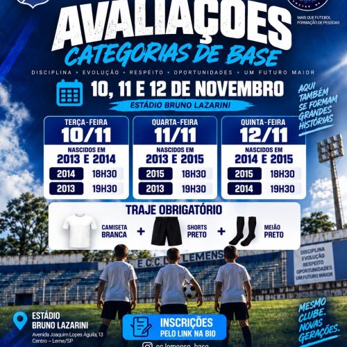 E.C. Lemense abre avaliações para jovens atletas em novembro