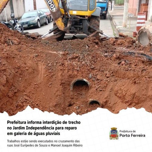 Porto Ferreira interdita trecho de via no Jardim Independência para reparo