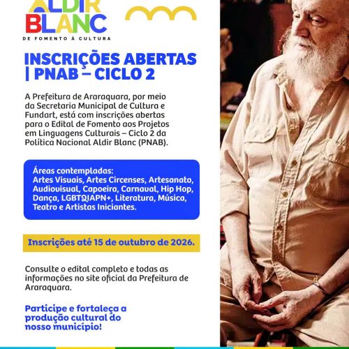 Araraquara alerta artistas: amanhã é o último dia para inscrições em edital cultural