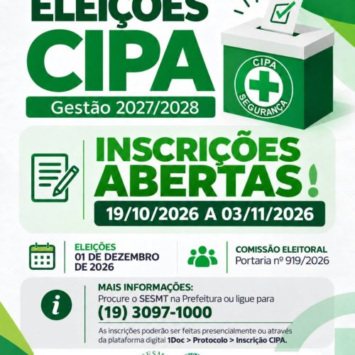 Prefeitura de Leme (SP) abre inscrições para eleição da CIPA 2026