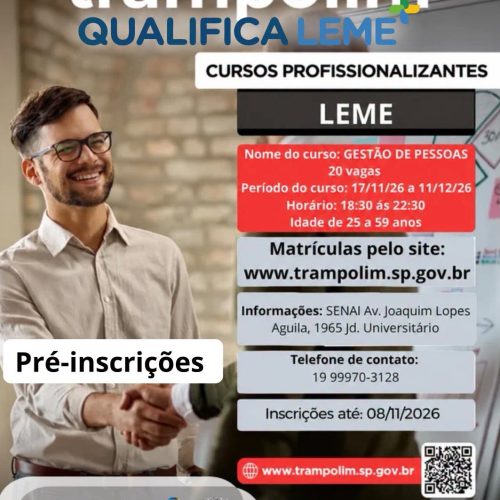 Leme oferece curso presencial de Gestão de Pessoas com inscrições até 8 de novembro