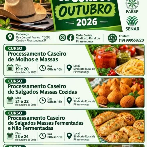 Pirassununga oferece cursos gratuitos de culinária em outubro
