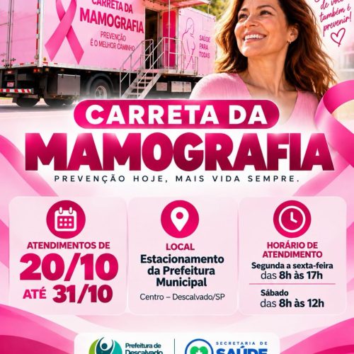 Carreta da Mamografia começa a atender em Descalvado no dia 20 de outubro