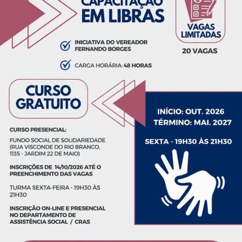 Santa Rita abre inscrições para curso gratuito de Libras com 20 vagas