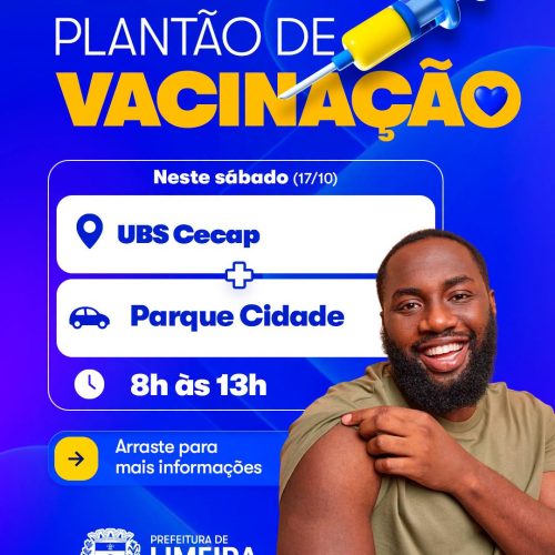 Limeira realiza plantão de vacinação neste sábado (17/10) em dois pontos da cidade