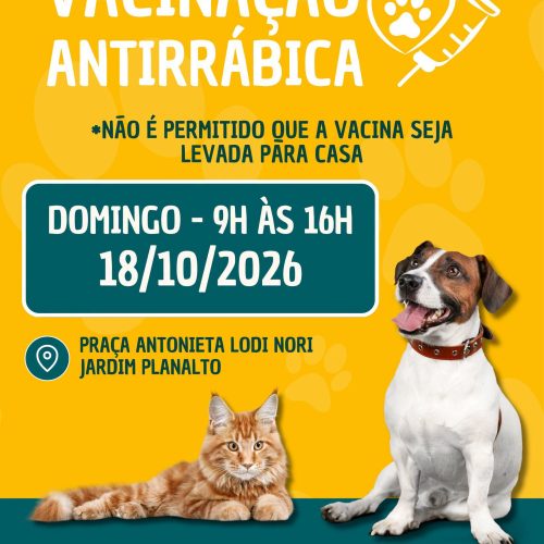 Santa Rita do Passa Quatro terá vacinação antirrábica gratuita neste domingo (18/10)