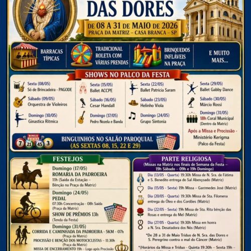 Festa da padroeira agita Casa Branca com programação até o fim de maio