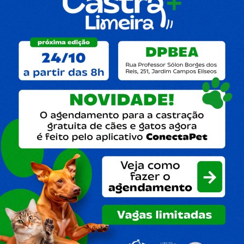 Castra+ Limeira oferece nova oportunidade para castrar cães e gatos gratuitamente