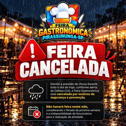 Feira gastronômica de Pirassununga é cancelada nesta sexta-feira
