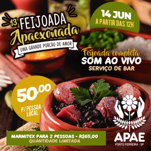 APAE Porto Ferreira promove 13ª edição da Feijoada Apaexonada em junho