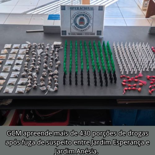 Grande quantidade de drogas é apreendida pela GCM após perseguição a suspeito em Porto Ferreira