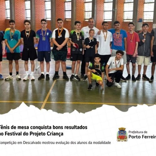Atletas de Porto Ferreira se destacam em festival de tênis de mesa em Descalvado