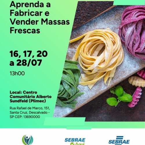 Descalvado abre inscrições para curso gratuito de fabricação de massas frescas