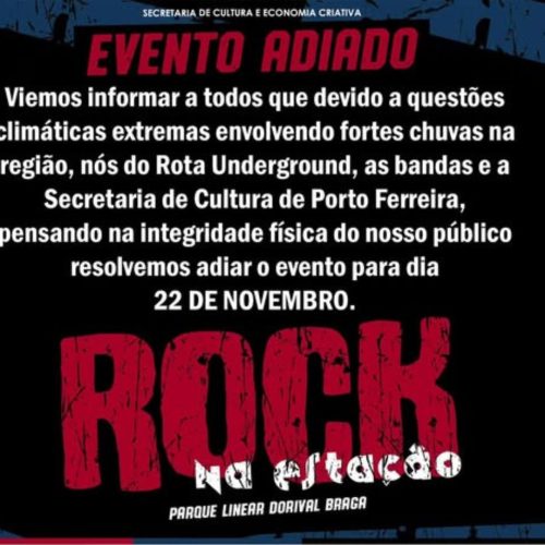 Atenção Porto Ferreira! O evento Rock na Estação, que ocorreria neste sábado, foi adiado