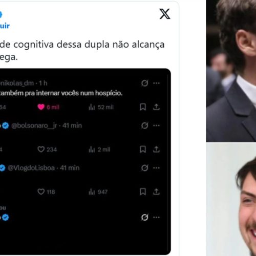 Bolsonarista Nikolas Ferreira ataca Jair Renan Bolsonaro, diz que esse tem “capacidade cognitiva inferior à de uma toupeira cega”