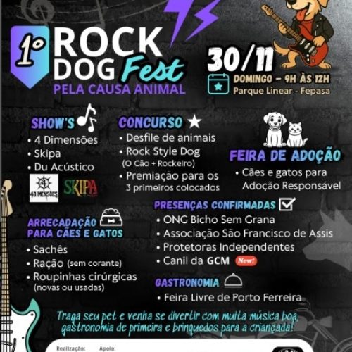 1º Rock Dog Fest reúne música, adoção de pets e solidariedade no parque linear Dorival Braga