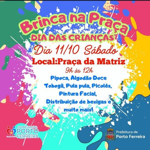 “Brinca na Praça” celebra o Dia das Crianças com diversão gratuita em Porto Ferreira