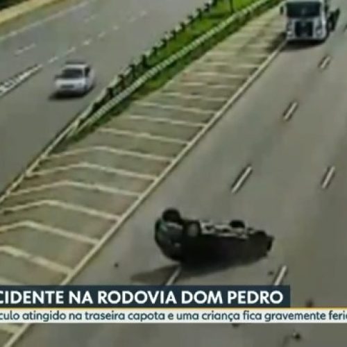Vídeo flagra capotamento em rodovia de Campinas que deixou criança gravemente ferida