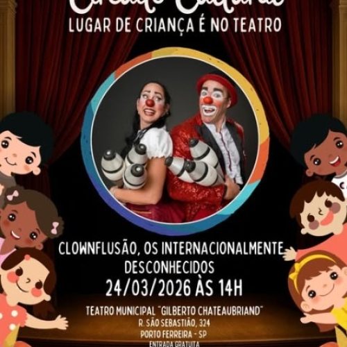 Espetáculo infantil gratuito movimenta teatro municipal em Porto Ferreira nesta terça-feira, 24 de março