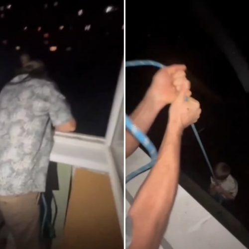 Pai suspende filho por corda em janela de prédio  e caso vira alvo de investigação