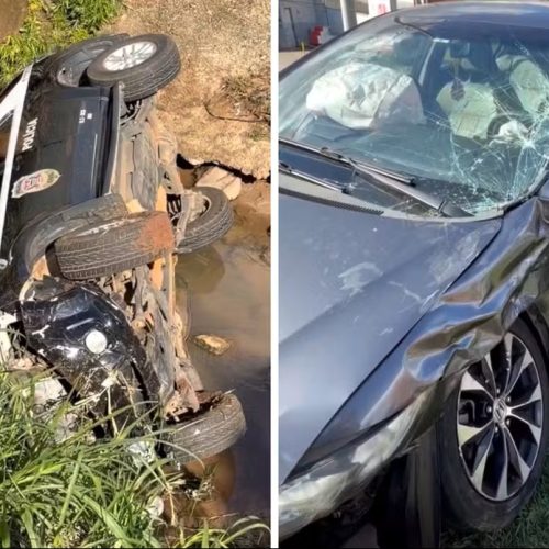 Viatura da Polícia Civil cai em córrego após batida e deixa cinco feridos em São Carlos