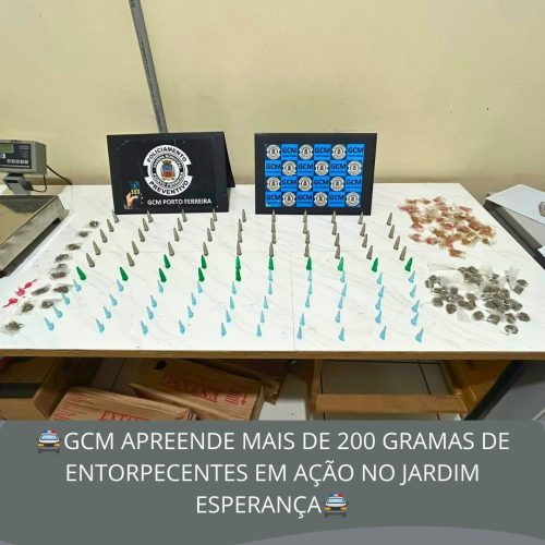 GCM apreende 242 gramas de entorpecentes durante patrulhamento em Porto Ferreira
