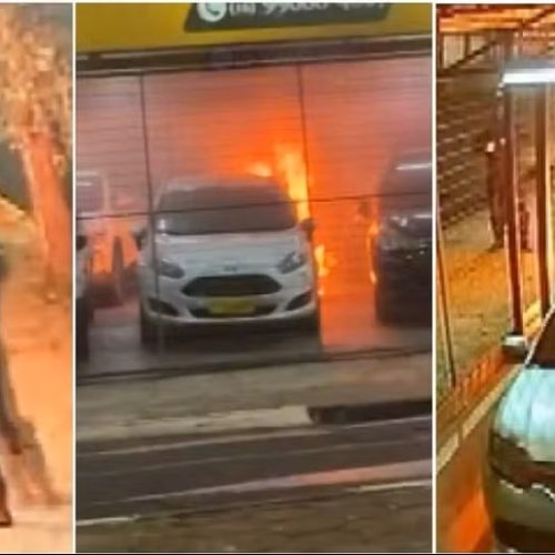 Câmera registra incêndio criminoso em loja de veículos no interior de SP
