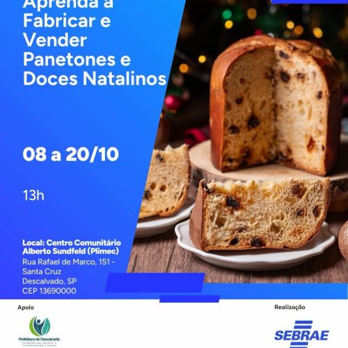 Descalvado terá curso gratuito sobre fabricação e venda de panetones e doces natalinos