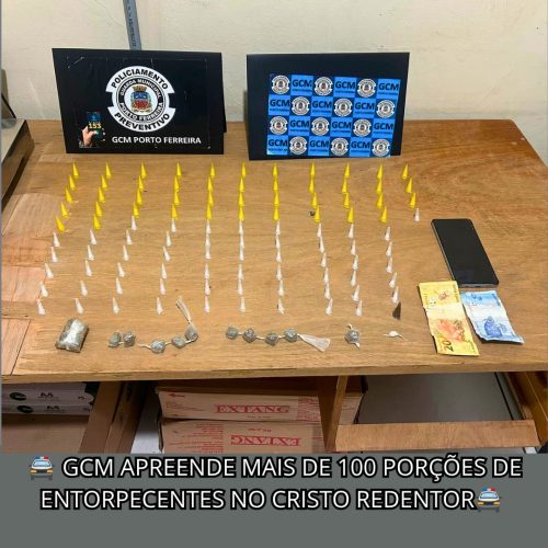 GCM apreende 116 porções de entorpecentes durante patrulhamento em Porto Ferreira