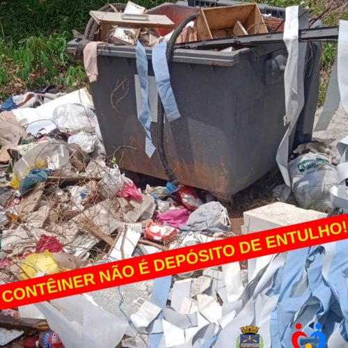 Descarte irregular de entulho em contêineres prejudica a limpeza de Porto Ferreira