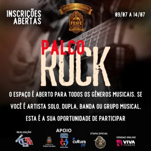 Inscrições para o Palco Rock da Feife 2026 em Porto Ferreira terminam amanhã (14/07)