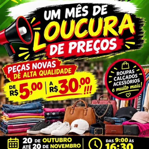 Bazar do Fundo Social oferece roupas e acessórios com preços a partir de R$ 5
