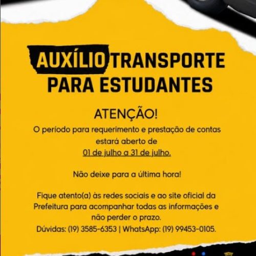 Auxílio-transporte para estudantes terá inscrições abertas em julho em Porto Ferreira