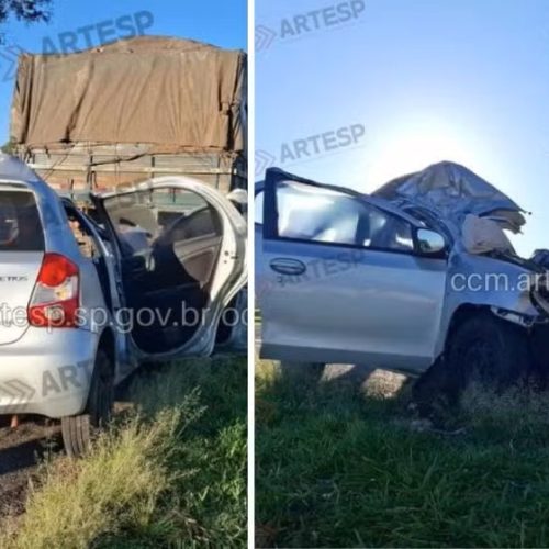 Grave acidente entre carro e caminhão deixa uma pessoa morta na SP-215, em Descalvado