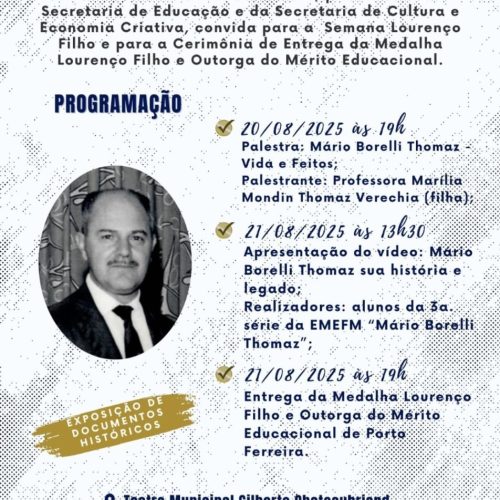 Porto Ferreira promove Semana Lourenço Filho com homenagens e entrega de honrarias educacionais