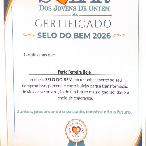Solar dos Jovens de Ontem homenageia colaboradores com entrega do certificado Selo do Bem