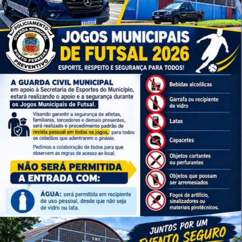 Porto Ferreira terá revista pessoal e regras especiais de acesso durante Jogos Municipais de Futsal