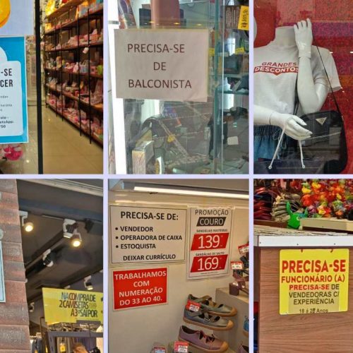 Vitrines cheias de vagas no Centro da Capital Paulista retrata a falta mão de obra para empregos de salários mais baixos