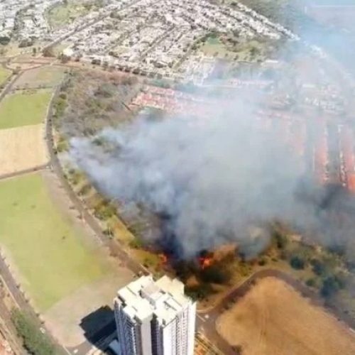 Incêndio em área de vegetação assusta moradores e se aproxima de condomínio em Ribeirão Preto
