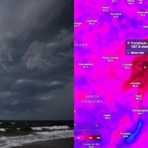 Nova frente fria chega na terça e pode provocar até 200 mm de chuva no Sul