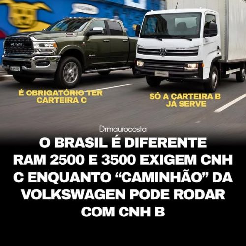 Categoria da CNH é definida pelo peso do veículo, não pelo tipo ou aparência