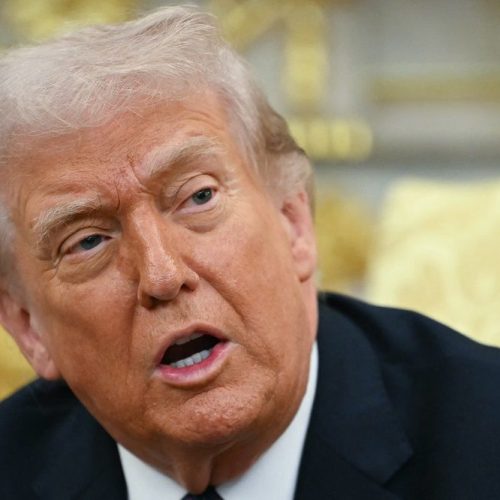 US President Donald Trump speaks during a meeting with German Chancellor Friedrich Merz in the Oval Office of the White House in Washington, DC on March 3, 2026. Chancellor Merz is the first European leader to visit President Trump since the United States and Israel launched their war against Iran. (Photo by ANDREW CABALLERO-REYNOLDS / AFP)