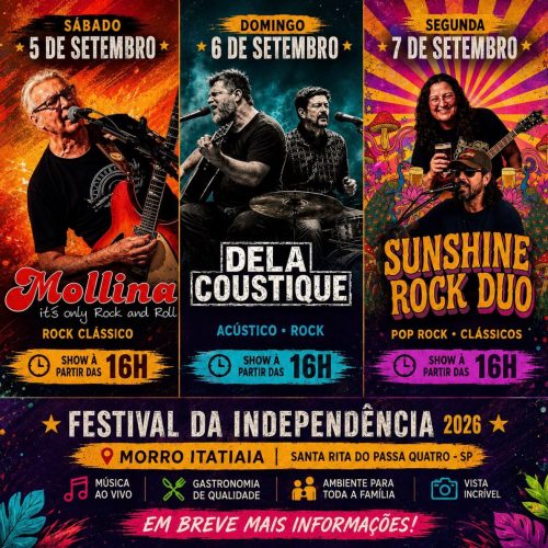 Festival da independência 2026 reúne música, cultura e lazer no Morro Itatiaia em Santa Rita do Passa Quatro