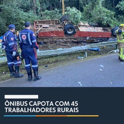 Tragédia em Águas da Prata: ônibus com trabalhadores rurais capota e deixa mortos