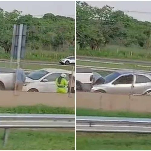 Engavetamento com cinco veículos interdita faixa da Anhanguera em Ribeirão Preto